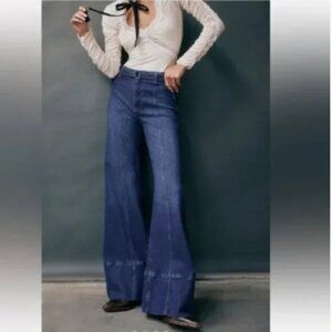 NEW Free People Ryla A-Line Flare Jeans - High Rise Blue  for women 028